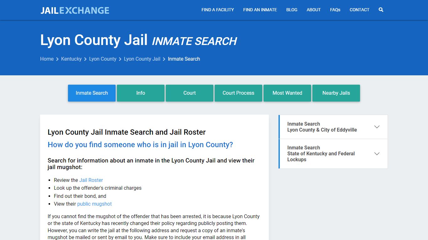 Inmate Search: Roster & Mugshots - Lyon County Jail, KY