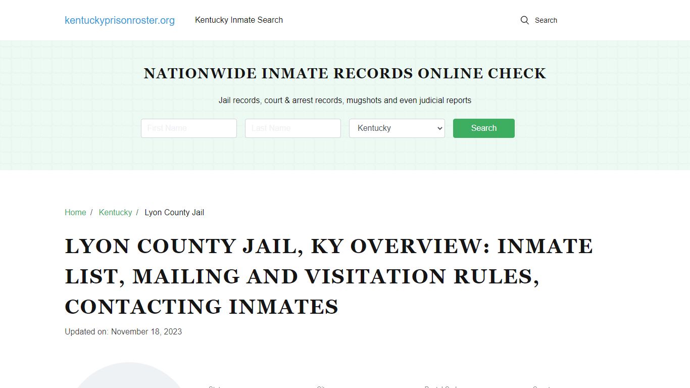 Lyon County Jail, KY: Offender Search, Visitation & Contact Info